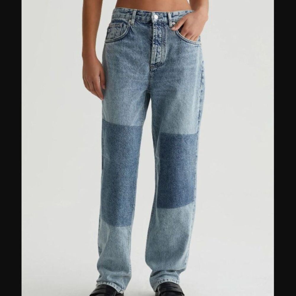 AG Adriano Goldschmied Women's Jeans Clove Patched Relaxed Fit Straight size 27